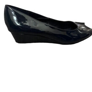 Bandolino Women’s Candra Wedge Pumps Size 11M Patent Leather Navy Blue Dress